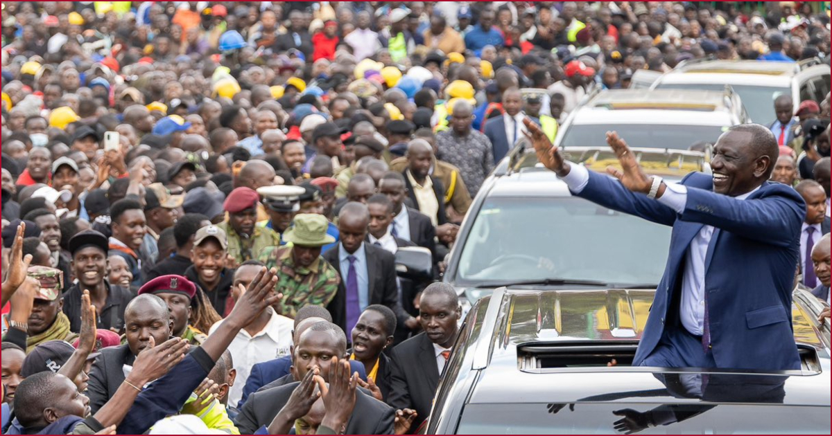 President William Ruto acknowledging greetings from Eldoret residents during his recent tour.